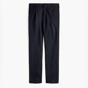 NWT J.Crew Tall Pleated Trousers in Navy Glen Plaid Wool
